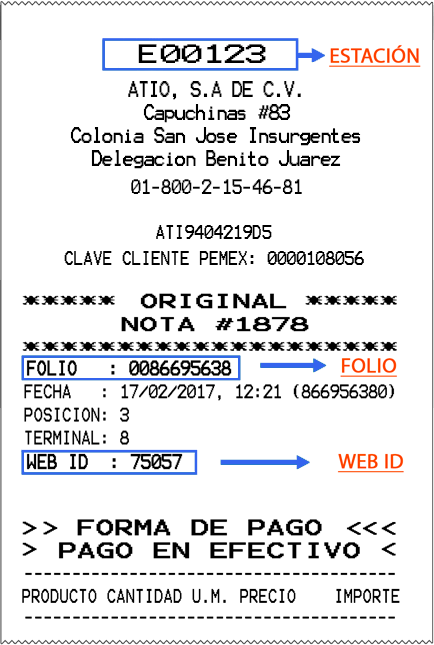 Ticket de facturación